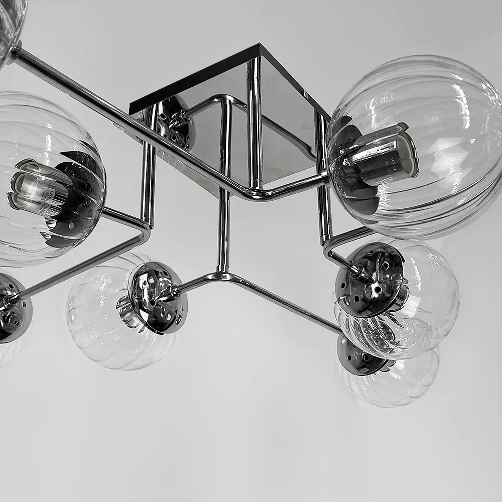 Современная люстра в хроме на 8 прозрачных плафонов Line.F 2693/8 (new) CH+CL - фото 2