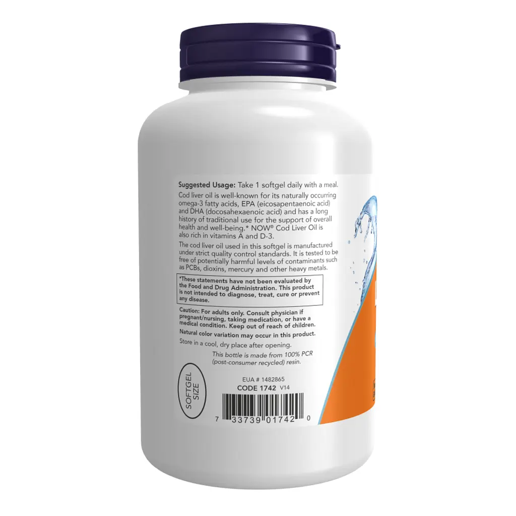 Риб'ячий жир з печінки тріски Now Foods Cod Liver Oil 650 мг 250 sgels - фото 3