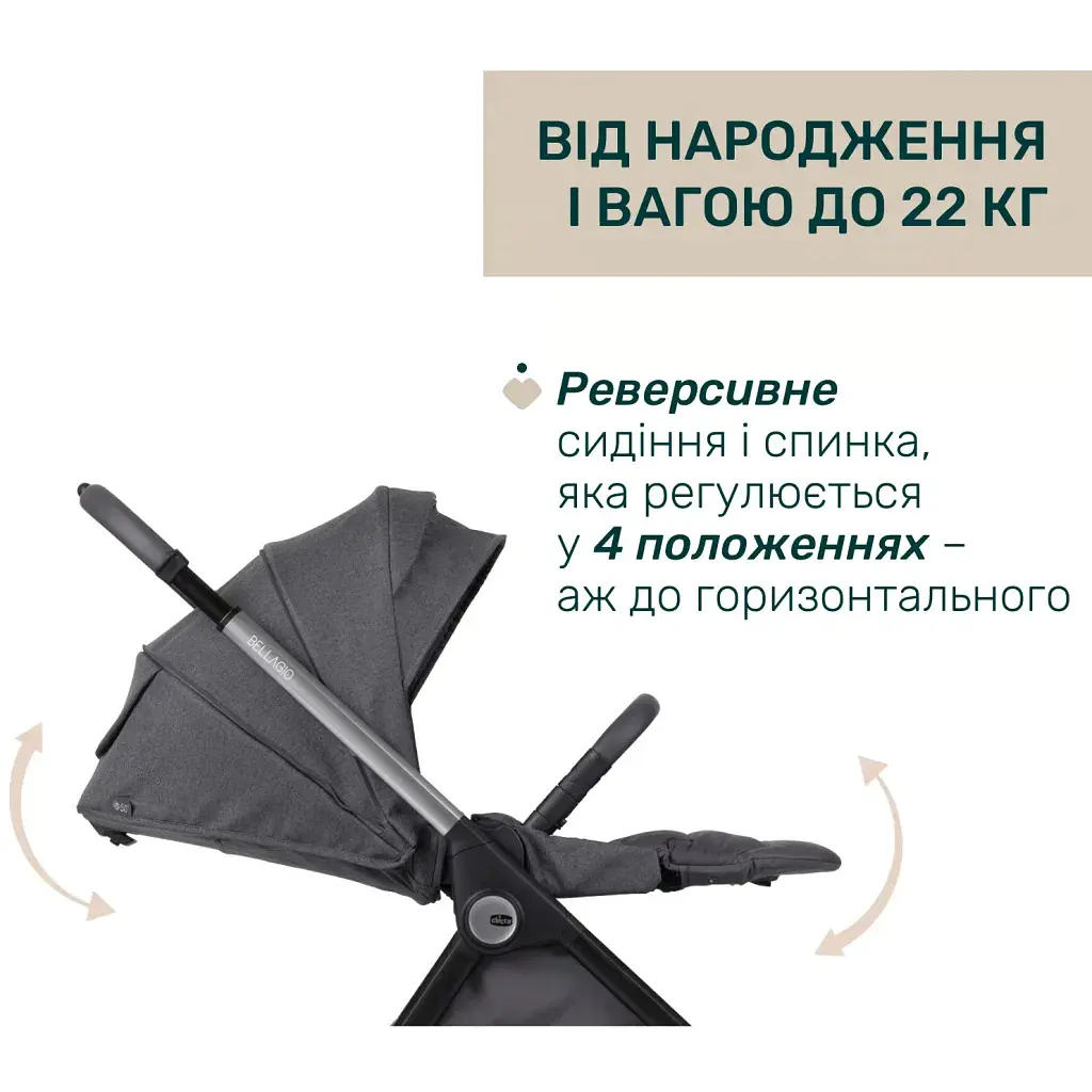 Коляска Chicco 2 в 1 Bellagio 2 сіра (2900990903245) (87183.45.01) - фото 9