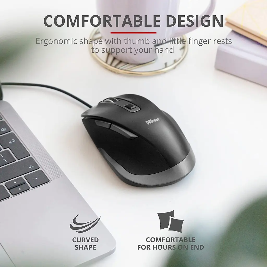 Компьютерная мышь Trust Fyda ComFortable ECO USB-A черно-серый teh0014012 - фото 7