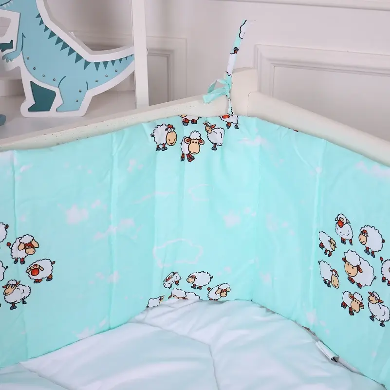 Суцільний борт в ліжечко MirSon Kids Time 20-0030 Lambs 30х180 см (2200009664564) - фото 3