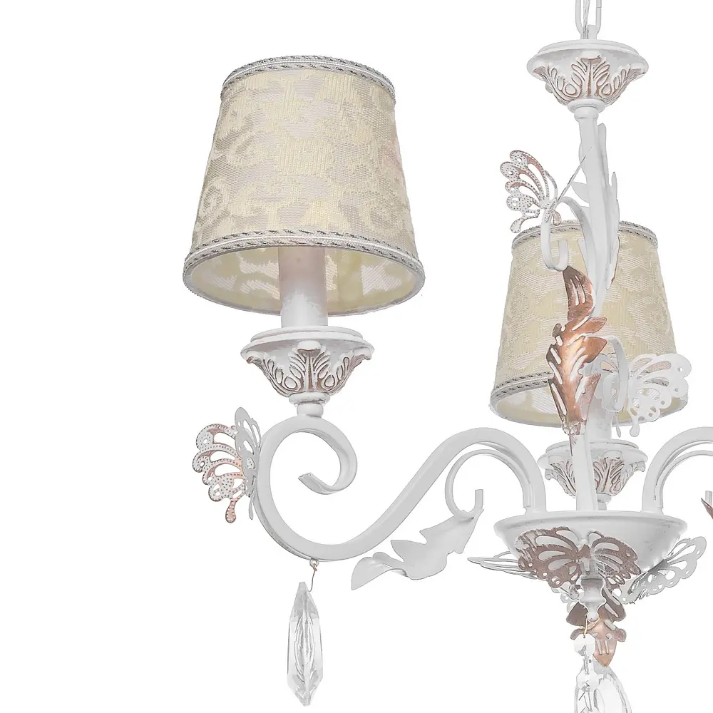 Люстра подвесная Brille прованс с абажуром E14 40W WH (BKL-664S/3) - фото 2