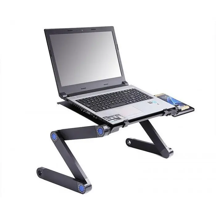 Чорний столик підставка для ноутбука з охолодженням Laptop Table T8 - фото 2