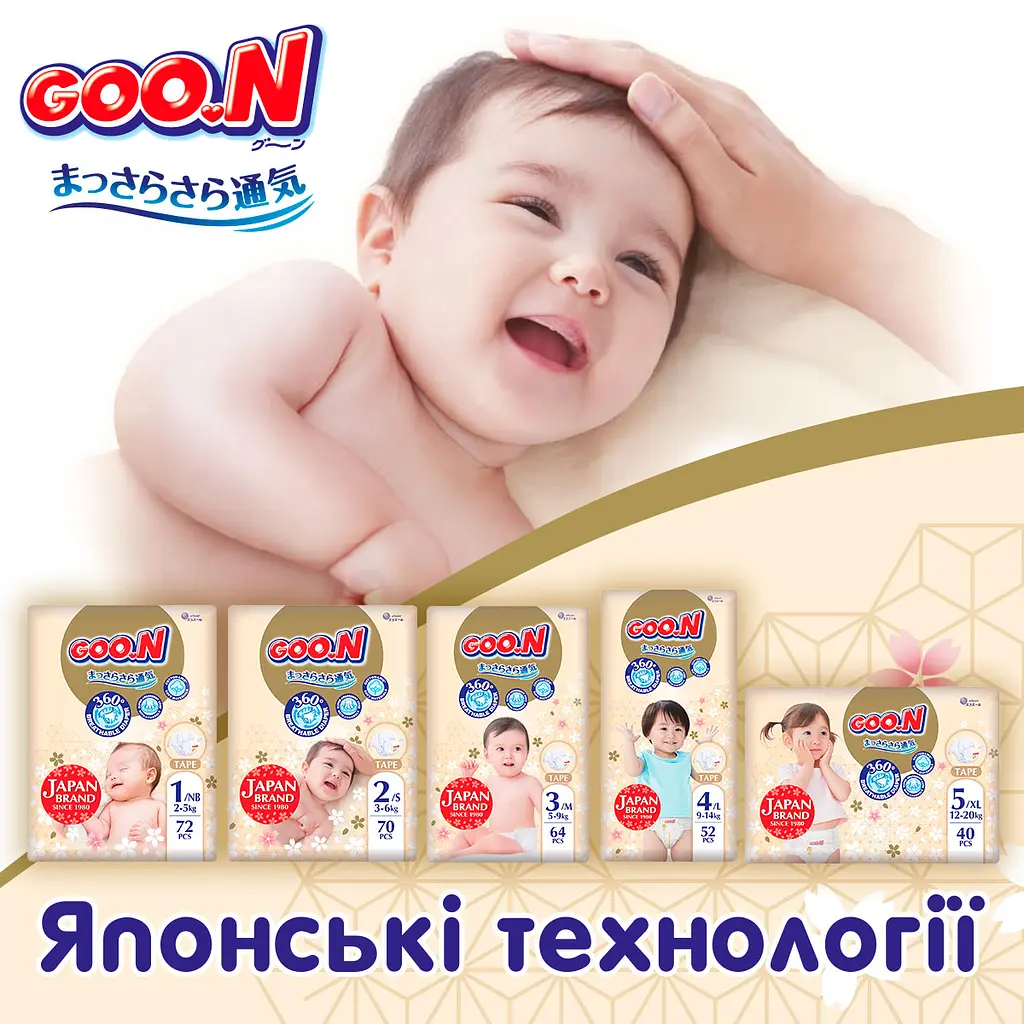 Підгузки Goo.N Premium Soft 2 S (3-6 кг) 70 шт. на липучках для дітей унісекс - фото 4