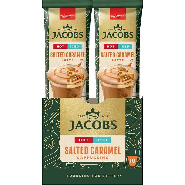 Кавовий напій Jacobs 3 в 1 Iced Latte Salted Caramel 21.3 г х 10 шт. - фото 2
