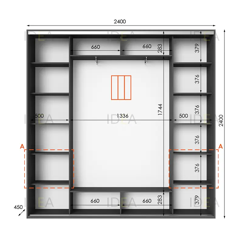 Шафа-купе Idea серія 4 240 x 45 x 240 см Антрацит - фото 2