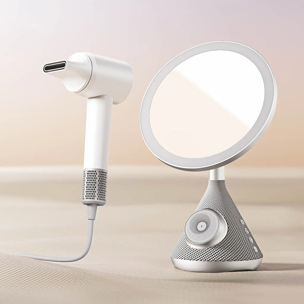 Набір Havit HDK88 Beauty Set 5 в 1 фен, дзеркало, зарядка, динамік (HV-HDK88-WHGY) - фото 12