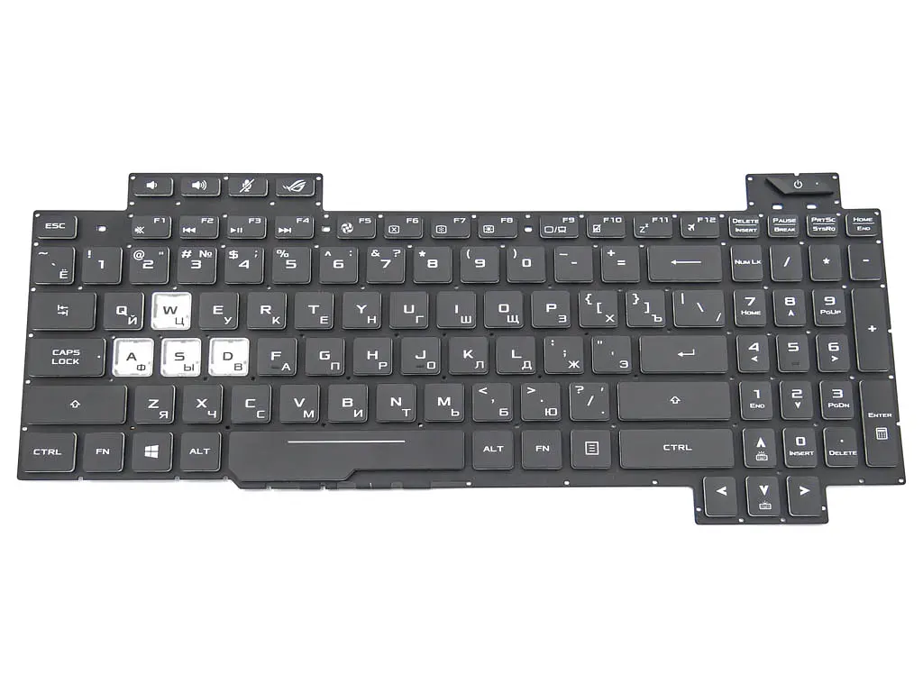Клавіатура для ASUS GL504, GL504GM, GL504GS, GL504GV, GL504GW, V170162FS1 (RU Black з RGB підсвічуванням). Оригінал. - фото 3