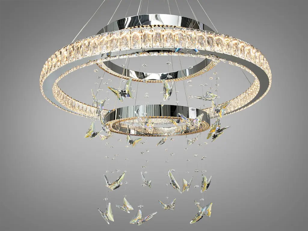 LED-люстра Diasha 598/800+500+400HR хром з метеликами 176 Вт пульт - фото 3