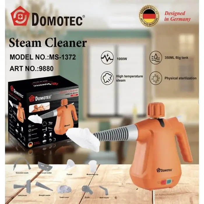 Ручной пароочиститель с комплектом насадок и баком 350 мл Domotec MS-1372 1000 Вт - фото 8