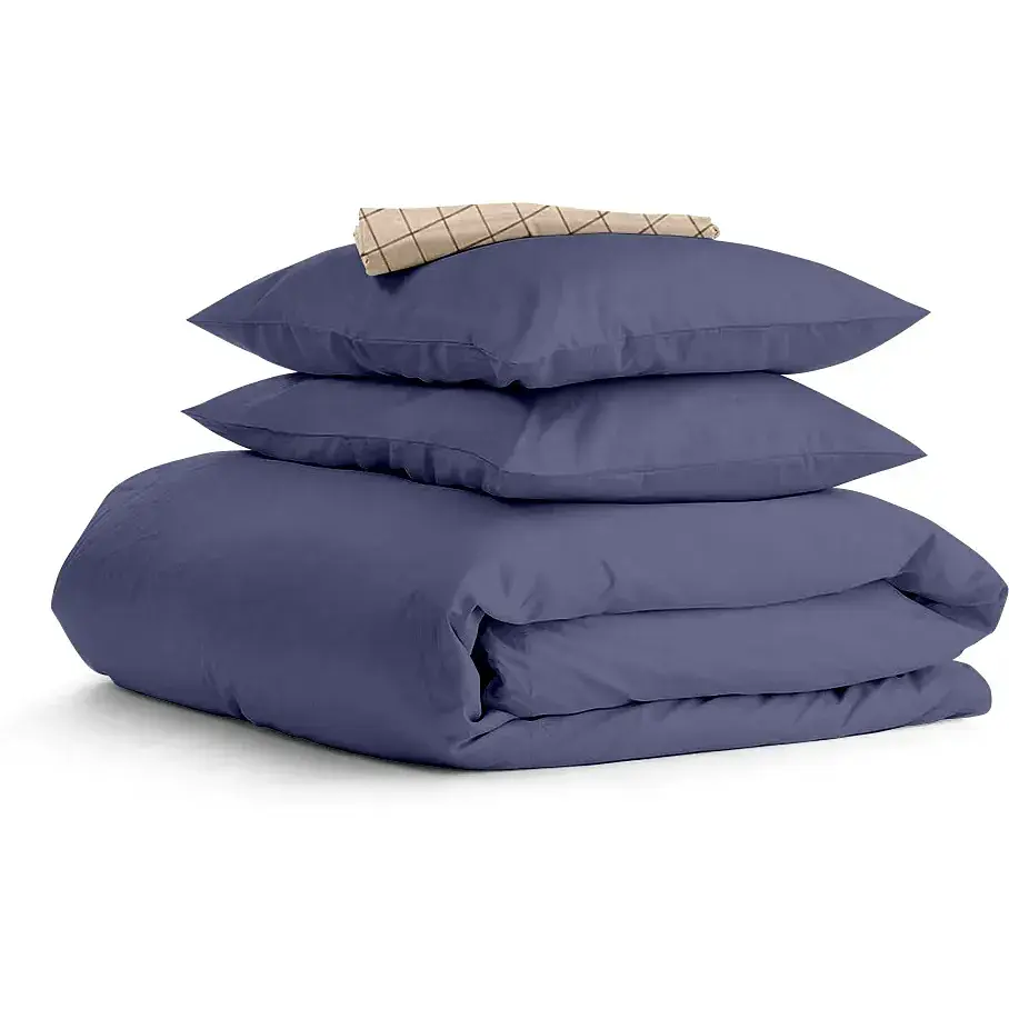 Комплект постільної білизни Cosas сімейний NIGHTFALL CS3 2 x 160 x 220 см (Ranfors87_DarkBlue_CellAshbeige_160x2)