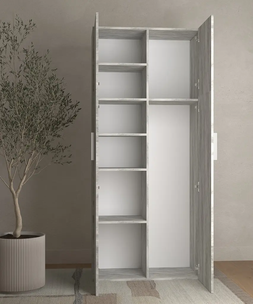 Шкаф для одежды Flamecame с полками из ДСП распашной II F-85 Венге темный - фото 2