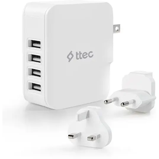 Мережевий зарядний пристрій Ttec Quattro Traveler 4хUSB 5.1A/25Вт White (2SC02BUK) - фото 2