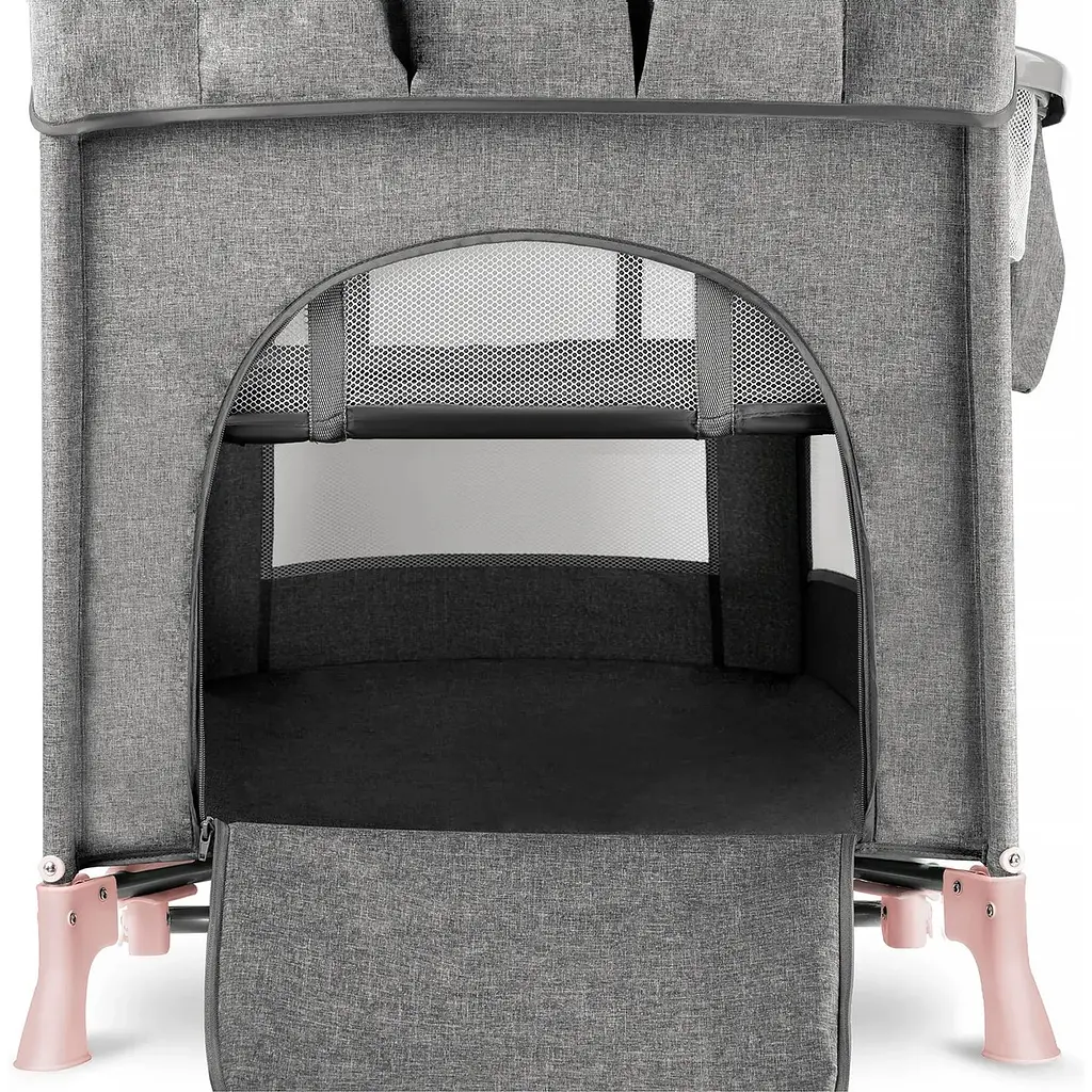 Ліжко-манеж з пеленатором Kinderkraft Joy Pink сіре з рожевим (00-00158383) - фото 7