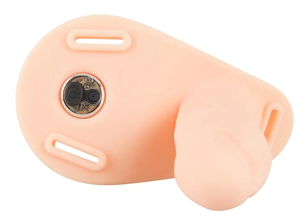 Двойной страпон Vibrating Double Strap-On 15.7 см телесный - фото 6