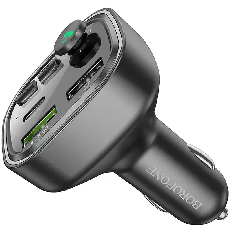 АЗП FM модулятор Borofone BC48 Broad 18W+QC3.0 (2USB-A/1C) Black - фото 3
