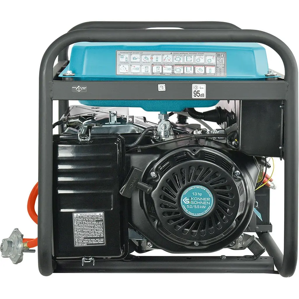 Генератор Синхронный KonnerSohnen KS 7000E G, 230В, 5.5кВт, электростартер, 77.2кг/5000 Вт/Газ+бензин (KS7000EG) - фото 5