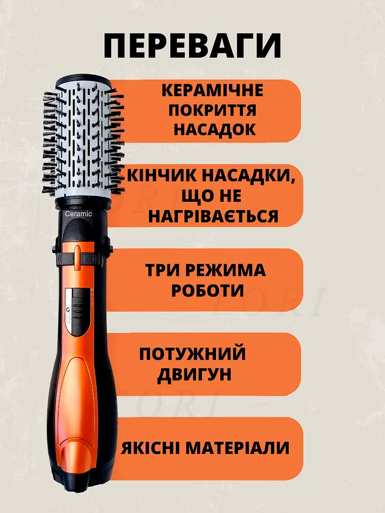 Фен щітка гребінець браш з обертанням 3в1 Gemei GM-4828 1000 Вт випрямляч для укладання волосся стайлер з функцією іонізації та - фото 4