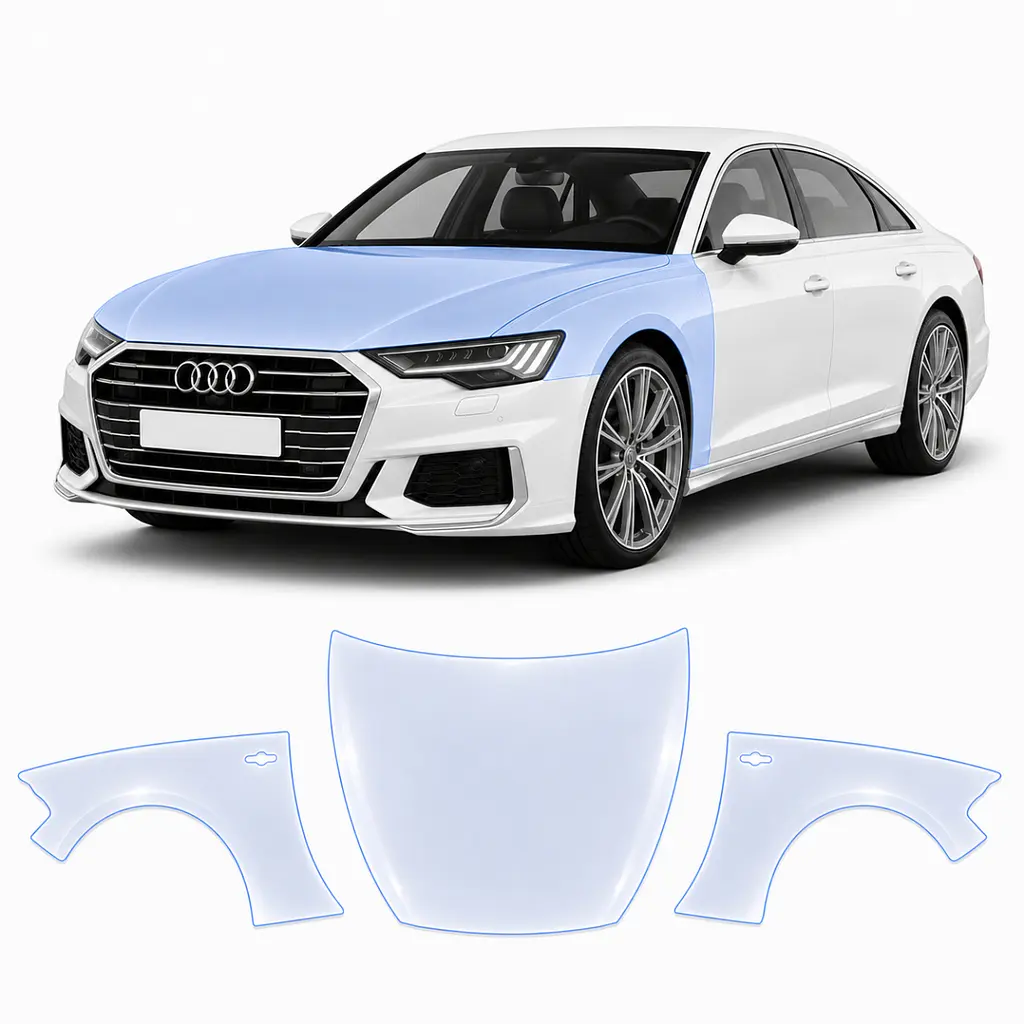 Антигравійна захисна бронеплівка за лекалами для Audi A8 D5 2017-2021 - капот і передні крила