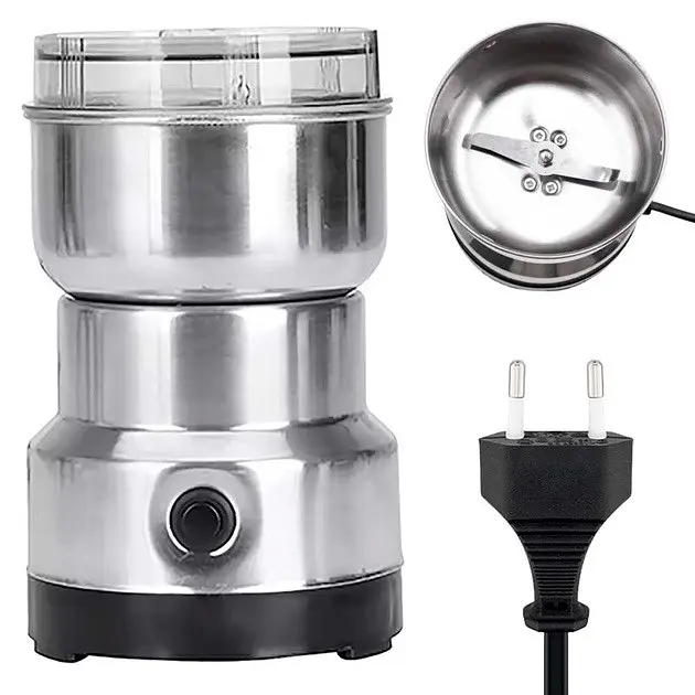 Електрична кавомолка для дому Кавомолка Bitek BT-7113 роторний подрібнювач кавових зерен 60г Сірий - фото 2