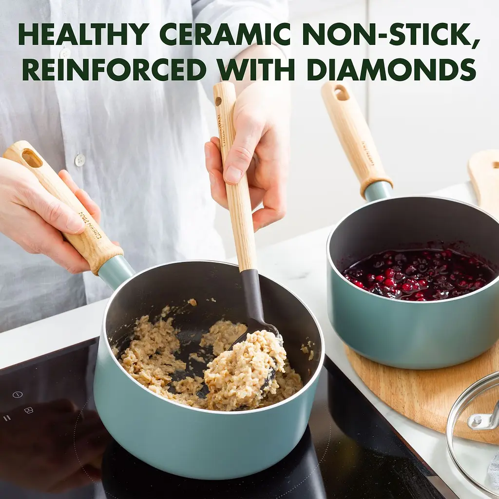 Набір ковшів GreenPan Mayflower з кришками 3 предмети (CC001595-001) - фото 5