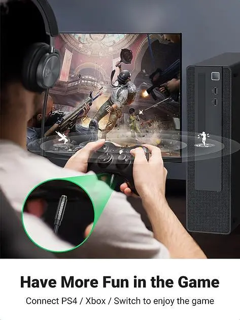 Спліттер Ugreen перехідник-розгалужувач 3.5 мм AM to 3.5 мм 2 AF ABS Black (30620) - фото 6