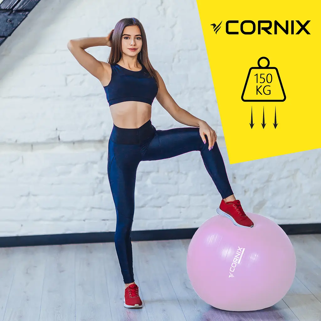 М'яч для фітнесу (фітбол) Cornix 75 см Anti-Burst Light Pink XR-0367 - фото 8