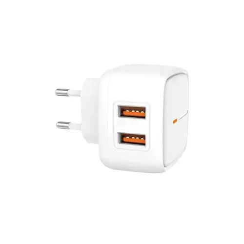 Сітчастий зарядний пристрій XO L61 12W 2USB port 2.4A charger with Lightning cable Білий - фото 2