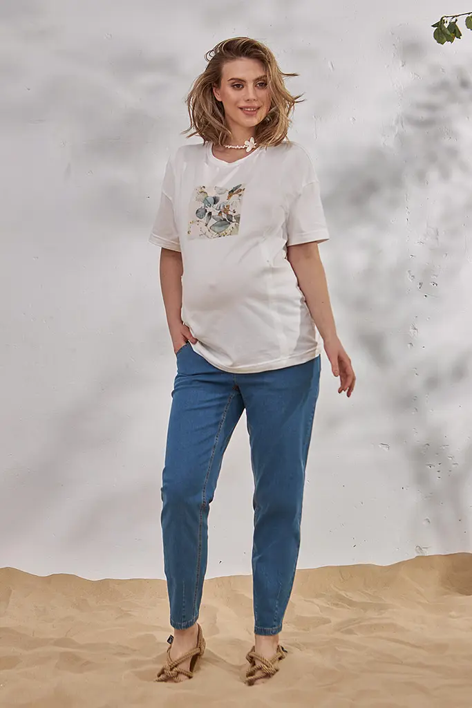 Вільні легкі джинси Mom для вагітних Sheldon denim XL Юла Мама Блакитний - фото 5