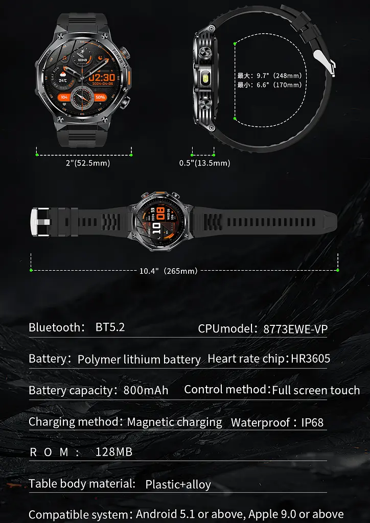 Часы Smart Surf X Pro Black Rubber, 2 ремешка - фото 30