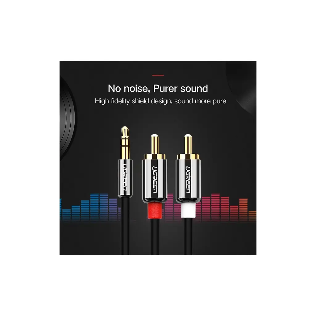 Кабель мультимедійний 3.5mm M to 2xRCA M 2.0m AV116 black Ugreen (10584) - фото 4