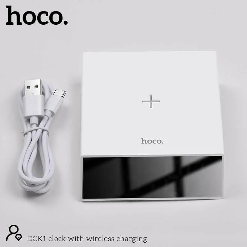 Годинник настільний з бездротовою зарядкою HOCO DCK1 Qi Charger 10 W - фото 2