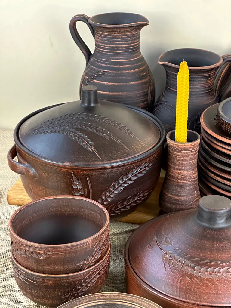 Столовий сервіз керамічного (глиняного) посуду на 12 чоловік Колосок - фото 2