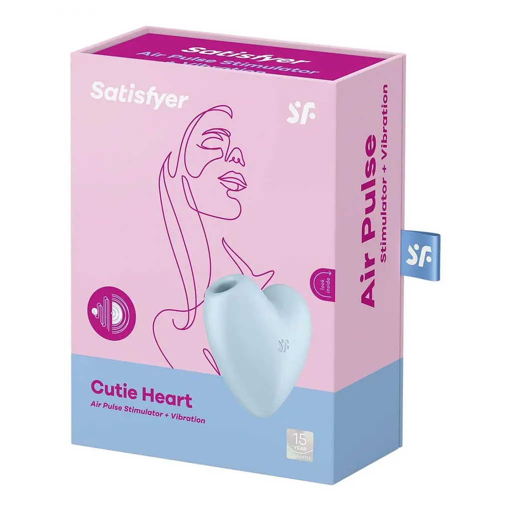 Вакуумный стимулятор клитора с вибрацией Satisfyer Cutie Heart голубой - фото 5