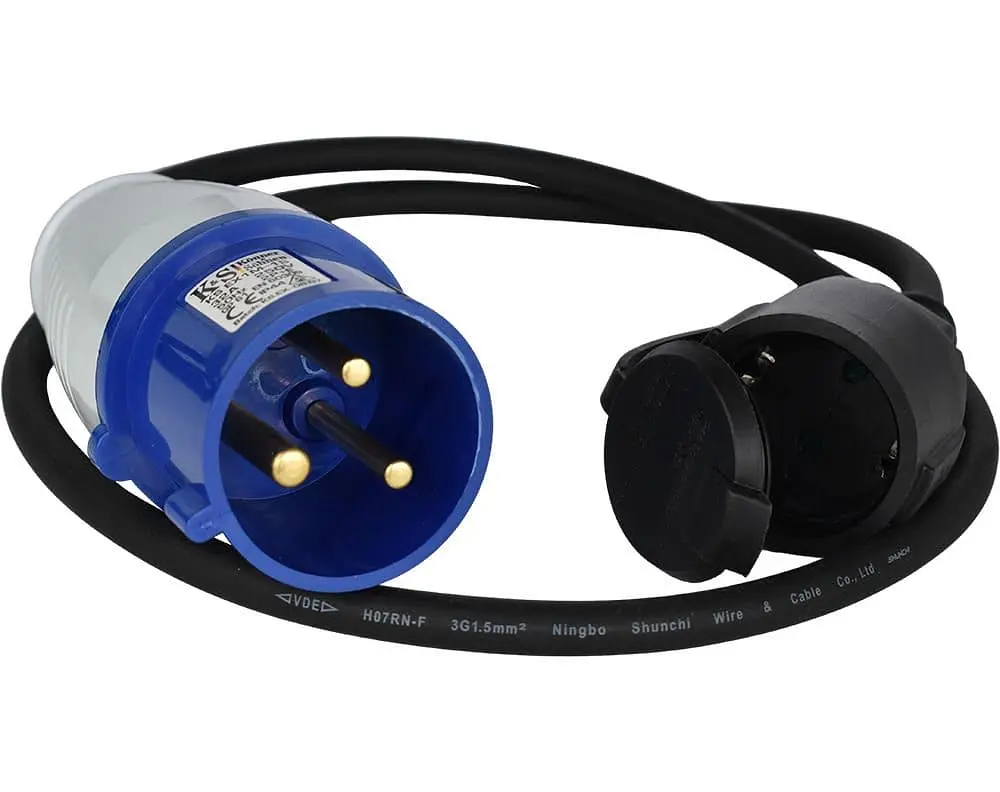 Мережевий фільтр KS EX1M-1S, 3600Вт, 1x32А/250В, 1х16А/230В, 3х1.5мм, IP44, 0.36кг, 1м, чорний (KSEX1M-1S) - фото 2