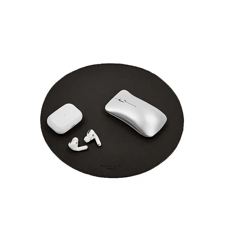 Круглый коврик для мышки из натуральной кожи темно-коричневый краст - фото 8