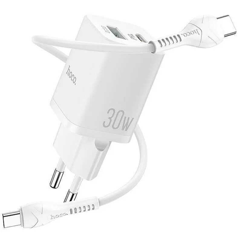 Быстрое зарядное Hoco N13 Bright 30 W 2 порта USB-A + USB-C - фото 2