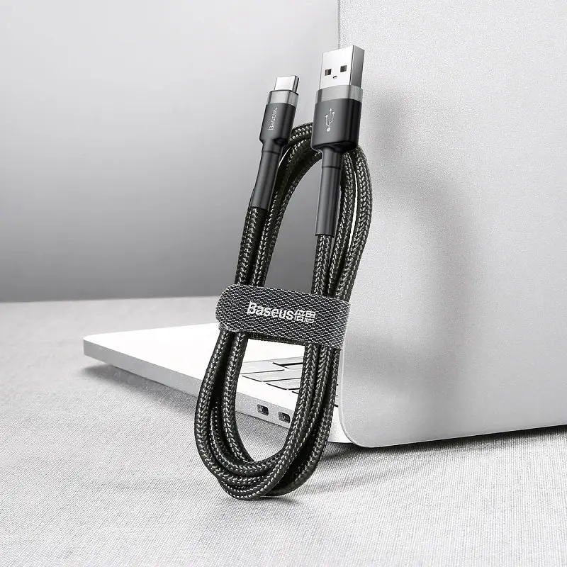 Дата кабель Baseus Cafule USB to Type-C Cable 3A (0.5m) (CATKLF-A) Сірий / Чорний - фото 5