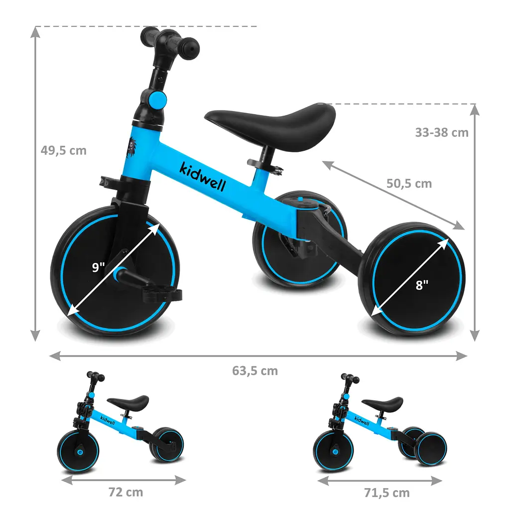 Дитячий велосипед Kidwell Pico 3 в 1 blue (4718) - фото 7