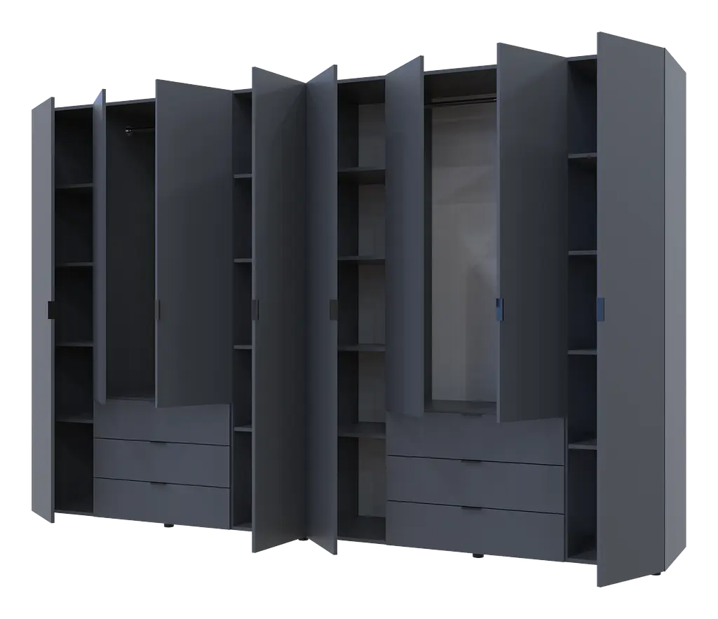 Шафа для одягу Doros Гелар розпашна комплект 4+4 ДСП 310х49,5х203,4 Графіт (42002130) - фото 2