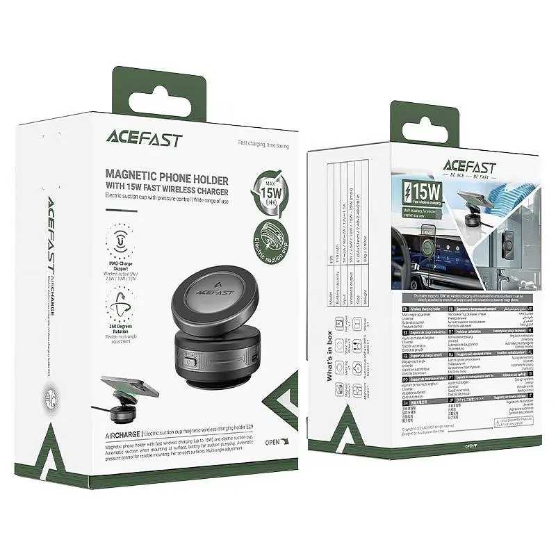 Автотримач із БЗУ E29 Magnetic Wireless Charging Auto Fix 15W Metal gray Acefast teh0029291 - фото 4