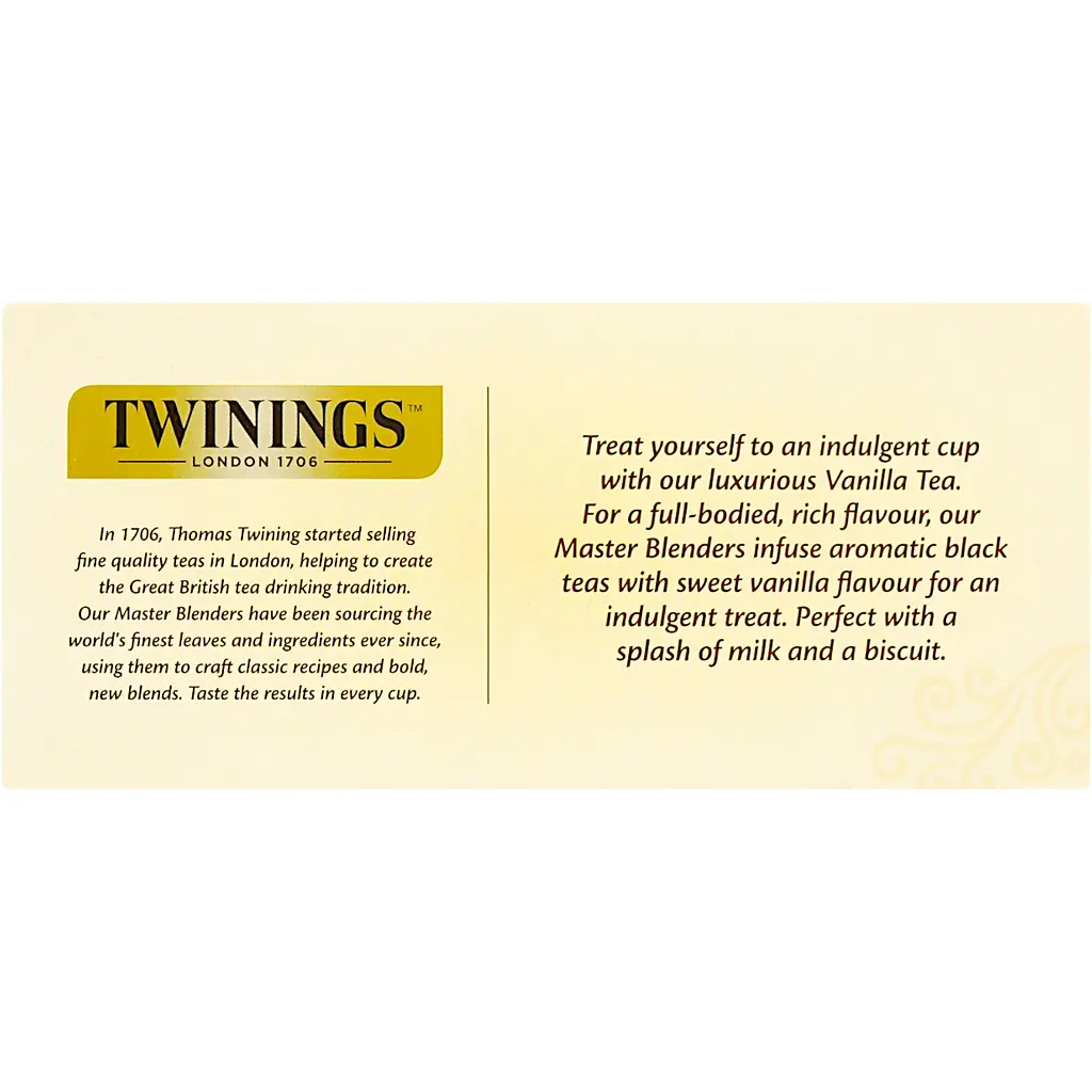 Чай Twinings чорний з ароматом ванілі  в пакетиках 50 г (25 шт. х 2 г) - фото 3