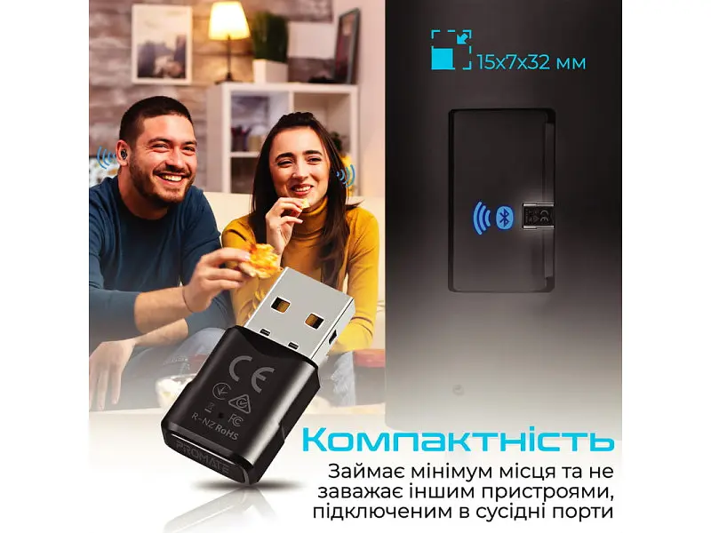 Bluetooth-адаптер Promate BlueLink Bluetooth 5.0 Black (bluelink.black) - фото 5