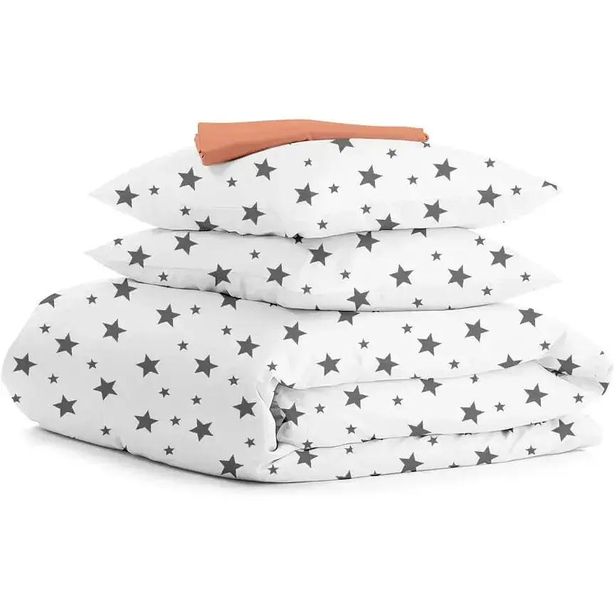 Комплект постільної білизни Cosas полуторний BIG STARS 160 x 220 см (StarBigGrey_Terrakot_160)