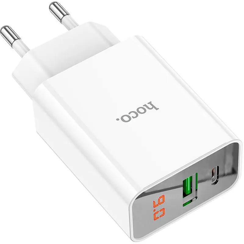 Мережевий зарядний пристрій Hoco C100A PD20W+QC3.0 White [769800] [76039] - фото 2
