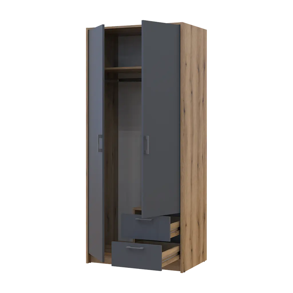 Шафа для одягу Doros Ронді Дуб Артизан/Графіт 2ДСП 82х52х195 (80737804) - фото 2