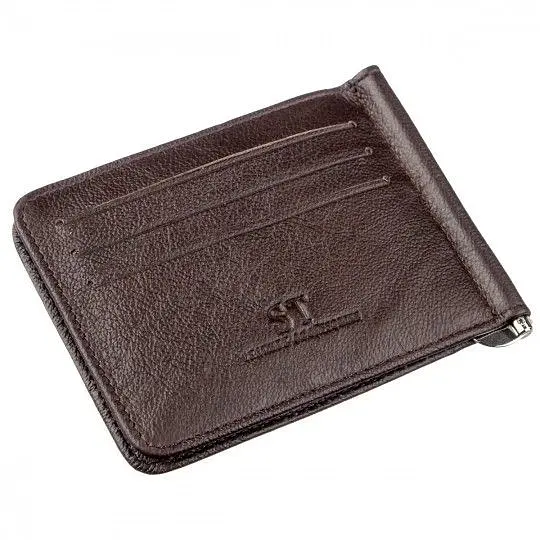 Зручний чоловічий затискач для купюр ST Leather 18938 коричневий - фото 6