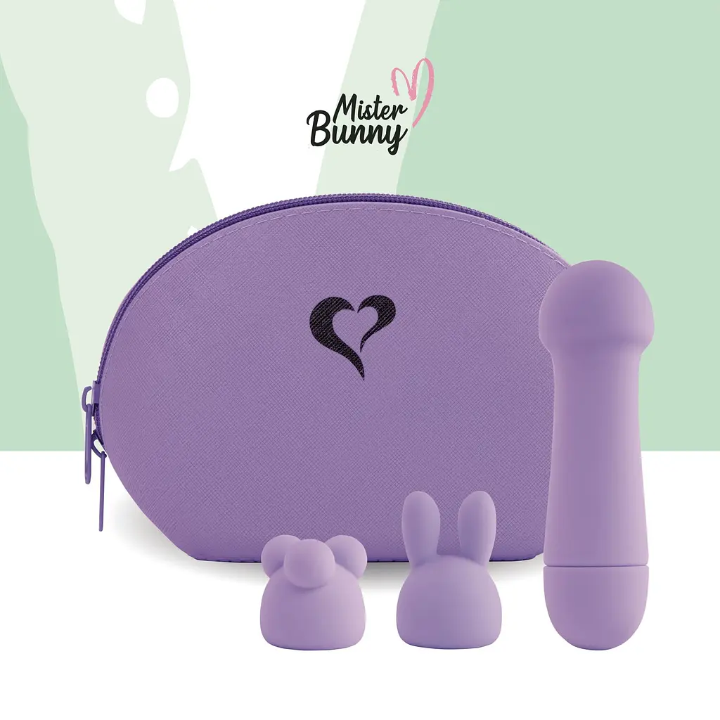 Мінівібратор FeelzToys Magic Bunny Purple з двома насадками - фото 4