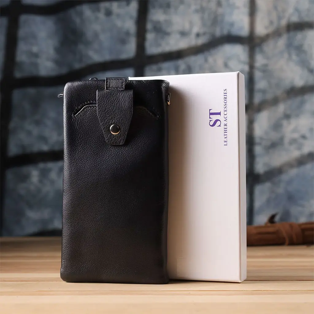 Жіночий шкіряний гаманець-клатч із відділенням під телефон ST Leather 23101 чорний - фото 10
