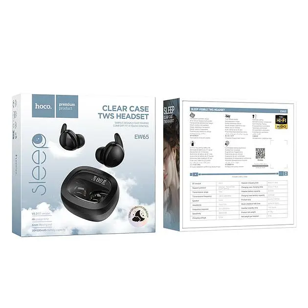Навушники Hoco EW65 Shadow true wireless sleep BT headset, BT5.3, 30mAh, 500mAh, 4h, black - фото 3
